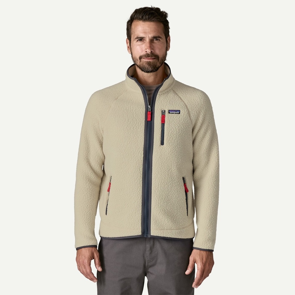 Patagonia Cream Lightweight Fleece Jacket with Dark Trim
